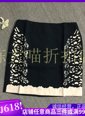 抛售！！！衣恋旗下EBLIN夏季T30  黑色镂空气质舒适短裙 裙子