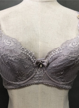 衣恋旗下EBLIN灰色S3薄款精致重工四排扣侧收女士文胸ECBR749081