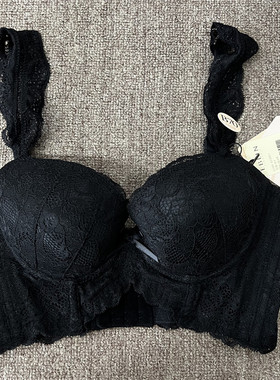 衣恋旗下EBLIN黑色X113薄款精致上托聚拢性感四排扣BR823061透气