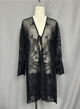 衣恋旗下EBLIN 黑白两色比基尼罩衫沙滩外套家居服ECAR824044