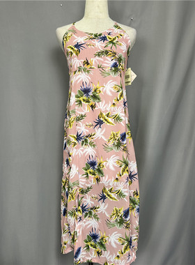 衣恋旗下EBLIN 正品清仓 粉红色淑女沙滩无袖裹裙ECAR824013