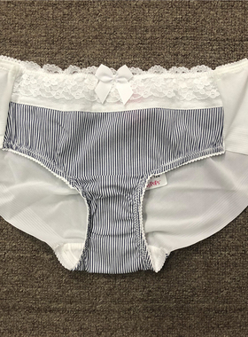 衣恋旗下body pops 藏青D06条纹蕾丝淑女春夏女士内裤BCWP812A12