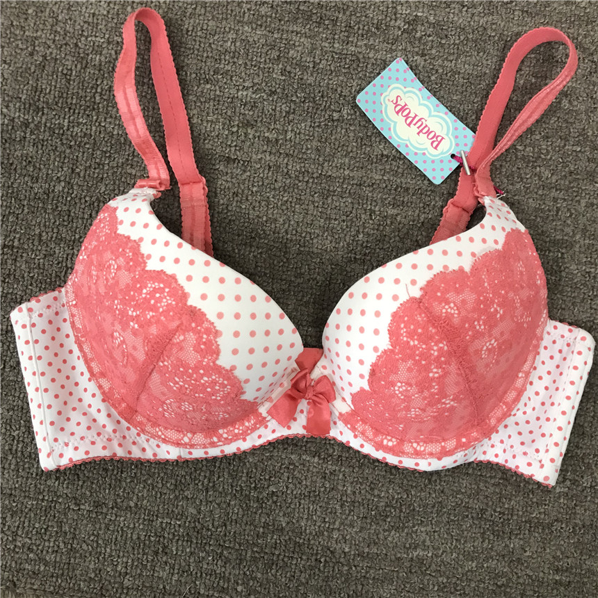衣恋旗下body pops  珊瑚红V13/T3蕾丝蝴蝶结少女文胸BCBR637B21
