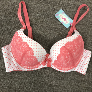 衣恋旗下body pops  珊瑚红V13/T3蕾丝蝴蝶结少女文胸BCBR637B21