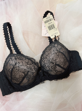 衣恋EBLIN黑色S49蕾丝重工精致上托聚拢适合小胸文胸ECBR411101