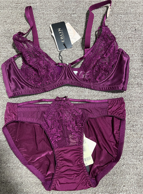 衣恋旗下EBLIN紫色S54超薄杯性感洞洞杯女士文胸套装ECBR849041