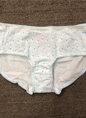 衣恋旗下body pops 蓝色D06可爱印花棉质蕾丝少女内裤BCWP84CC52