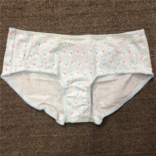 衣恋旗下body pops 蓝色D06可爱印花棉质蕾丝少女内裤BCWP84CC52