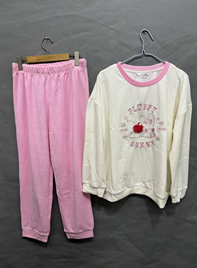 body pops 红色J21春秋绒面甜美圆领女士家居服套装BCPPC49A21