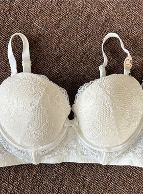衣恋旗下EBLIN 象牙白蕾丝网面时尚舒适聚拢女性文胸ECBR863071