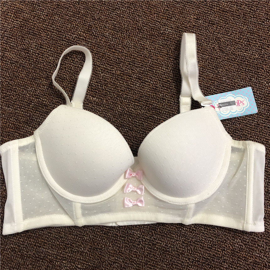 五排扣侧收网纱透气甜美女士文胸