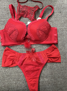 衣恋EBLIN红色S17本命年婚嫁系列精致性感U杯女士套装ECBR849082