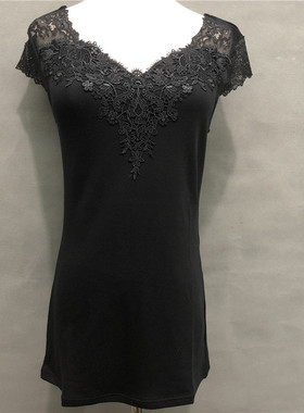 衣恋旗下EBLIN黑白两色009无袖蕾丝打底精致穿搭单品BCLG64T041