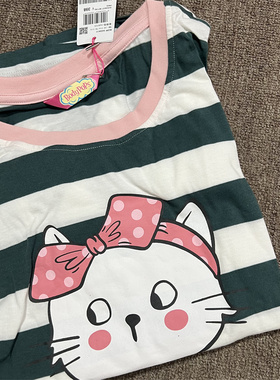 衣恋body pops草绿色S65舒适棉质可爱条纹夏季家居套装BCPPA23A11