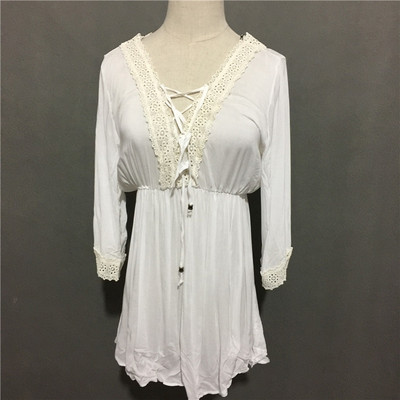 纯白气质优雅女神沙滩裙