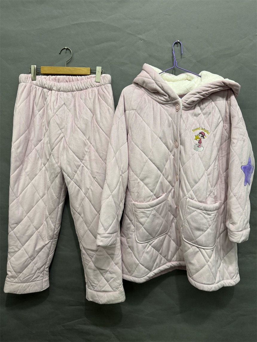body pops 浅粉红P6秋冬夹棉厚实保暖女士家居服套装BCPPA8TP51