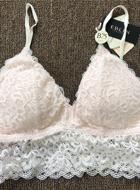 衣恋旗下EBLIN 粉色无钢圈无束缚舒适精致少女蕾丝文胸ECBR863111