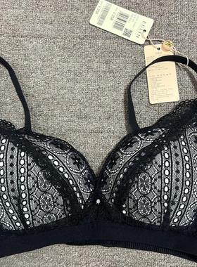 衣恋EBLIN黑色J19舒适无钢圈软糯三角杯法式性感文胸ECBR949N21