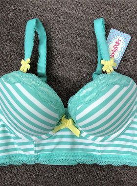 衣恋旗下body pops薄荷绿Y14-2条纹六排扣收副乳聚拢内衣BR511A81