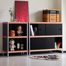 包豪斯复古餐边柜移动推拉门杂物收纳储物柜小户型模块组合矮书柜