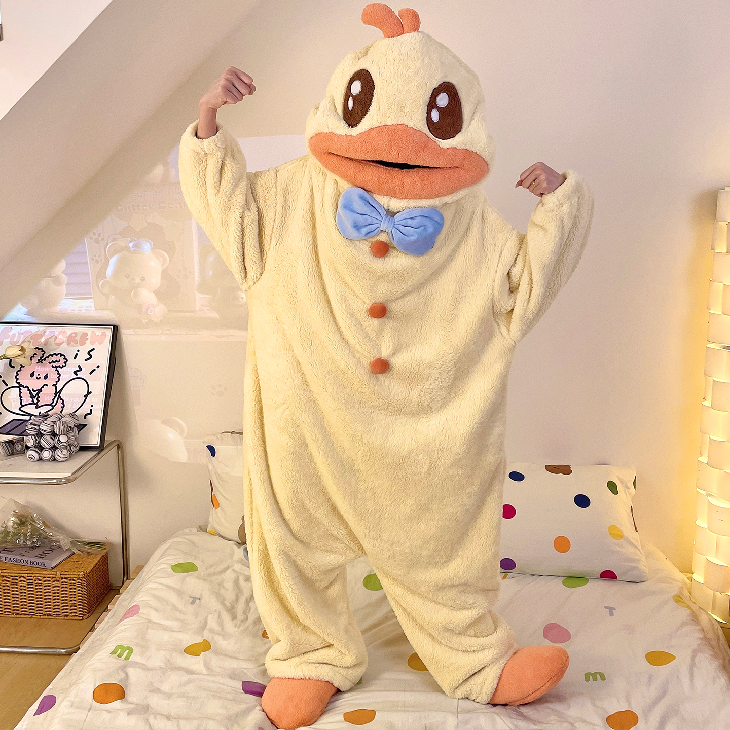 搞怪连体睡衣女大童冬季加厚法兰绒可爱卡通少女学生珊瑚绒家居服