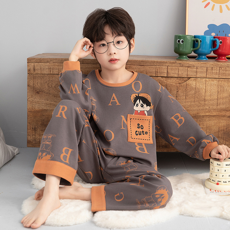 男童睡衣春秋款纯棉套装11岁12男孩13青少年14薄款长袖儿童家居服