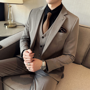 春季新款 英伦韩版修身男士休闲纯色商务西服三件套SJT900-P265图片