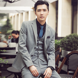 秋冬韩版修身男士二粒扣休闲西服三件套新郎西服套装SJT961-P280，男装西服套装，电商C308