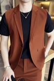 春夏款韩版修身纯色休闲男士无袖西服英伦时尚潮男小西装X40-P120，男装西服套装，电商C308