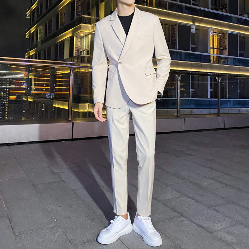 高质量男性西装轻熟风韩版修身休闲男士西服套装LJT830斜扣-P220，男装西服套装，电商C308