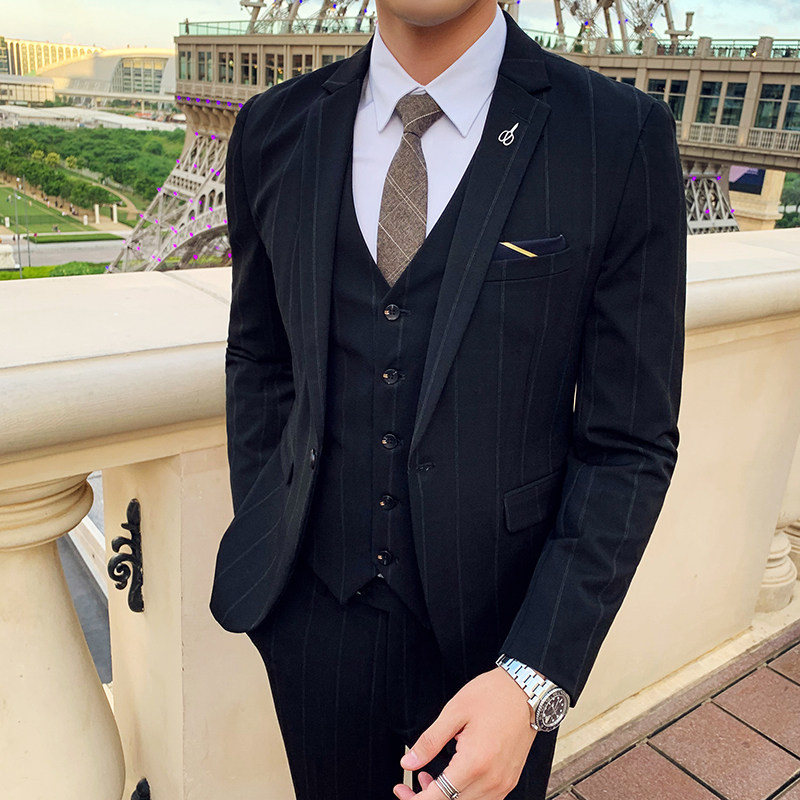 秋冬新款英伦韩版修身男士条纹单件西服外套X140-P145,男装西服,电商C308