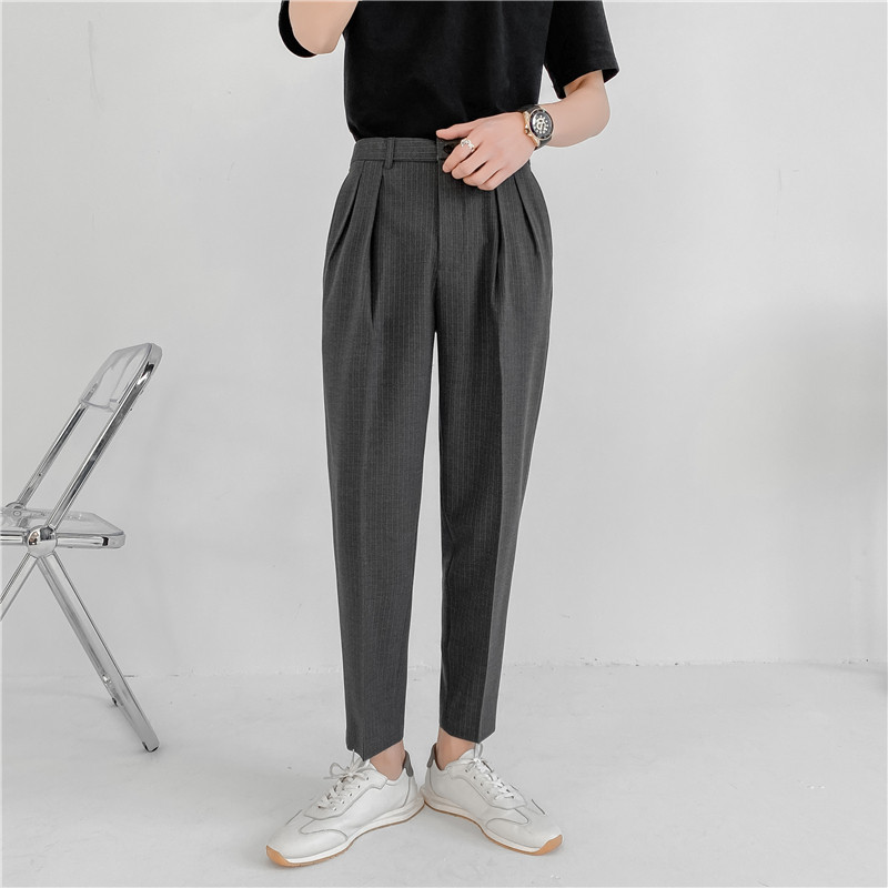 21春夏款轻熟风微宽时尚休闲裤韩版纯色小脚九分西裤K21-P70，男装西裤，电商C308