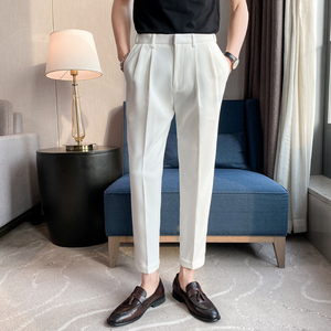夏季薄款纯色九分裤男士痞雅坠感免烫西裤青年冰凉休闲裤K05-P70，男装西裤，电商C308