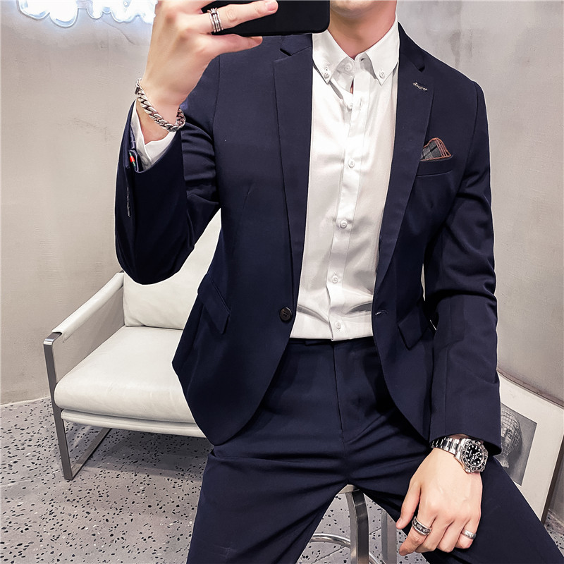 20秋冬款英伦韩版修身男士商务休闲纯色西服外套X830-P135，男装西服，电商C308