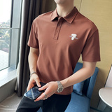 夏季男士休闲polo衫t恤潮流修身翻领半袖polo衫黑色C10010-P58，男装T恤，电商C308