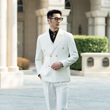 布雷泽英伦金属纽扣双排扣男士韩版修身婚宴商务西服X890-P155，男装西服，电商C308