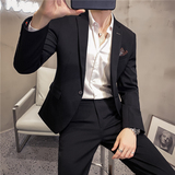 20秋冬款英伦韩风修身纯色男士商务西服套装LJT830-P205，男装西服套装，电商C308