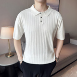 男士休闲polo衫t恤潮流修身翻领半袖polo衫黑色C72006-P58，男装T恤，电商C308