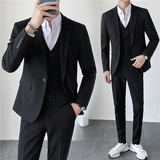 轻熟风ins韩版修身男士休闲一粒扣纯色西服三件套装SJT830-P265，男装西服，电商C308