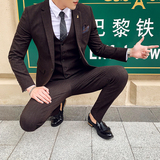 秋冬新款英伦韩版修身休闲商务男士西服三件套装TZ137-P265，男装西服，电商C308