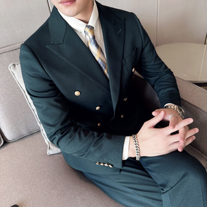 布雷泽 英伦韩版修身纯色双排扣金属纽扣男士西服外套 X890-P155图片