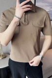 男士休闲polo衫t恤潮流修身翻领半袖polo衫黑色C10012-P58，男装T恤，电商C308