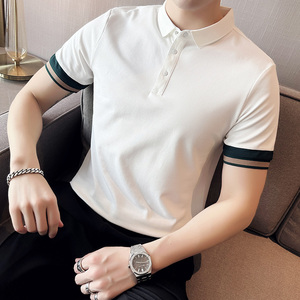 夏季男士休闲polo衫t恤潮流修身翻领半袖polo衫白色C60025-P58