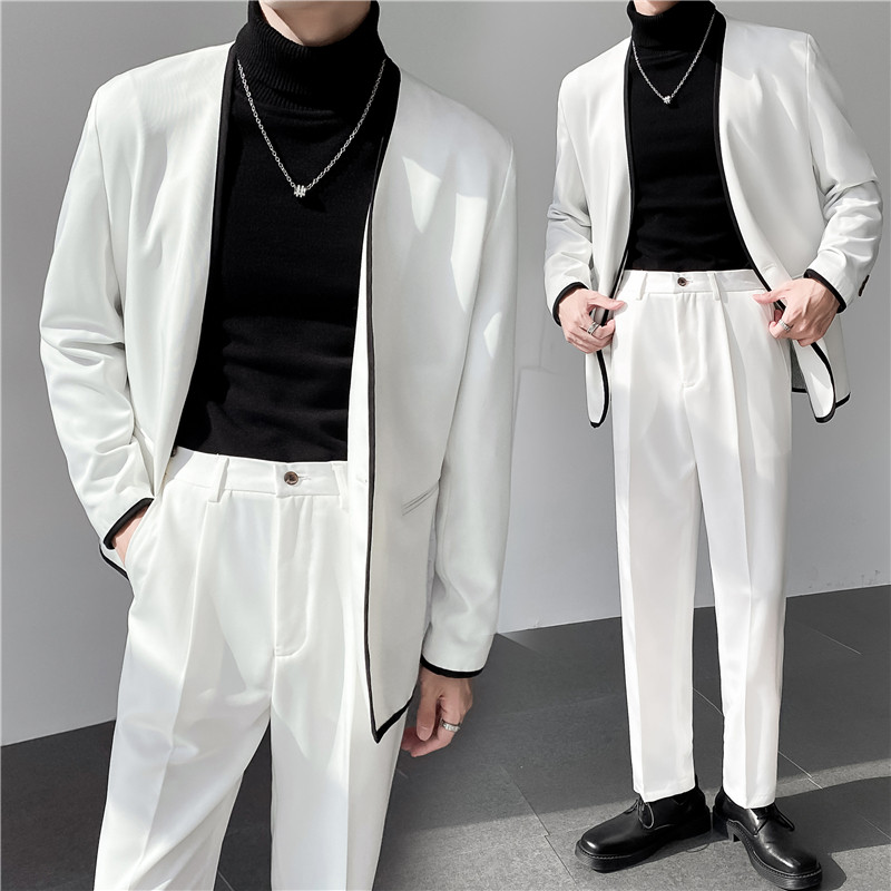 轻熟风ins英伦纯色西服套装阔版宽松休闲小西装TZ27包边-P225,男装西服套装,电商C308