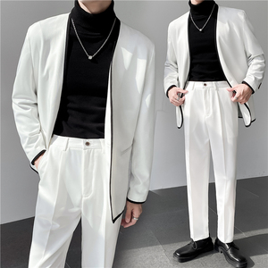 轻熟风ins英伦纯色西服套装 阔版宽松休闲小西装 TZ27包边-P225图片