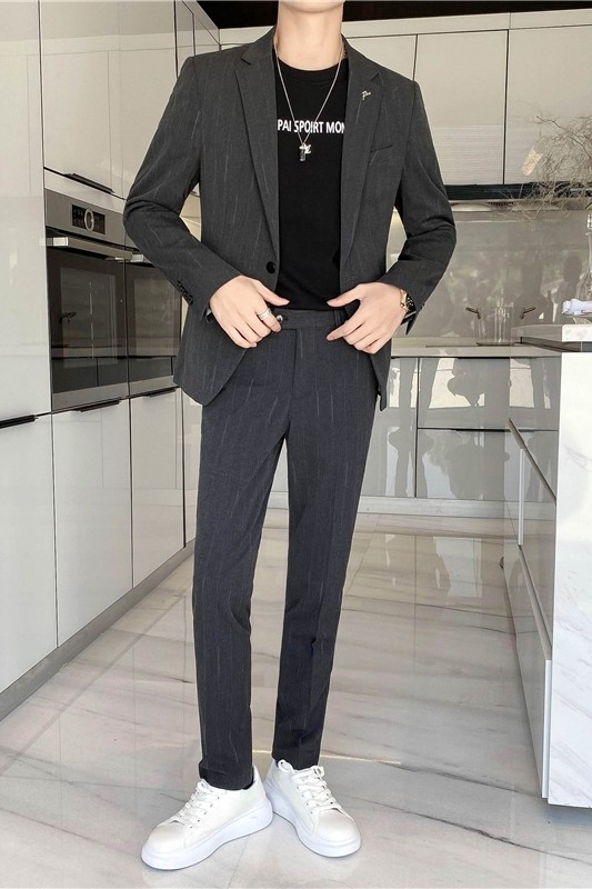轻熟风ins韩版修身男士休闲西服二件套新郎西装套装LJT24-P230,男装西服套装,电商C308