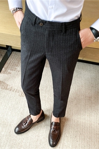 秋冬款 韩版修身经典条纹面料男士休闲商务西裤 小脚长裤K903-P70图片