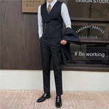 新郎婚礼伴郎服礼服马甲男士高级感双排扣条纹马甲MJ918-P70，男装背心/马甲，电商C308
