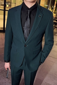 秋冬英伦韩版修身男士休闲商务西服套装新郎套装灰色LJT888-P225图片