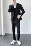 轻熟风ins秋冬韩版修身男士休闲格子西服三件套装SJT905-P280，男装西服，电商C308